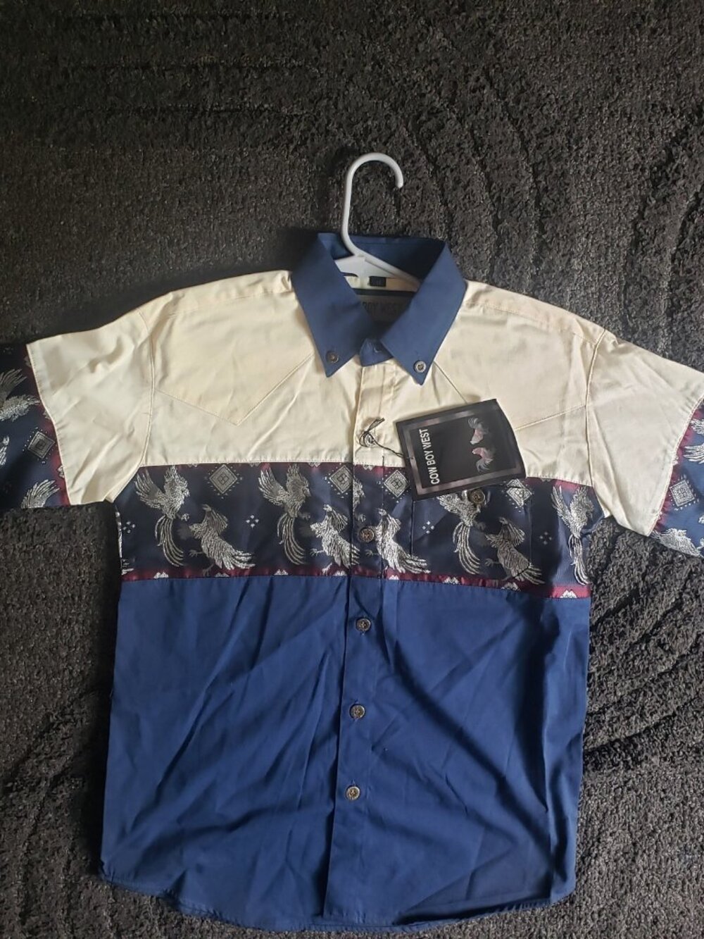 Cowboy West Boys Western Shirt Size 10 Long Sleeve Rooster